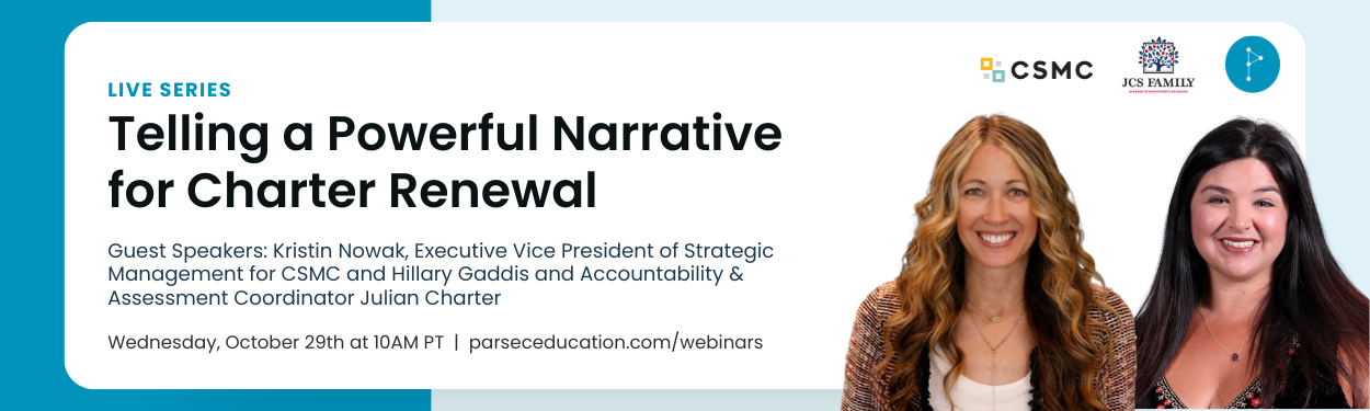 Join Julian Charter School and CSMC as they share how data and narrative came together to build a powerful renewal case. You’ll leave with a framework and practical tools to strengthen your own renewal process.