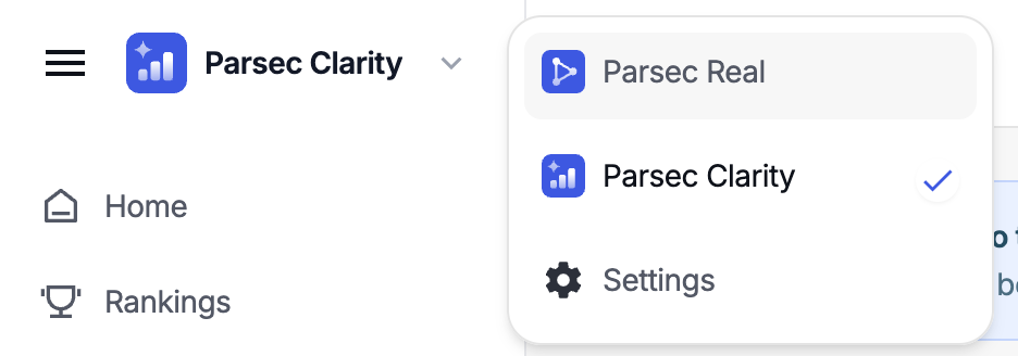 The evaluation component in Parsec Real, tracking completed evaluations.