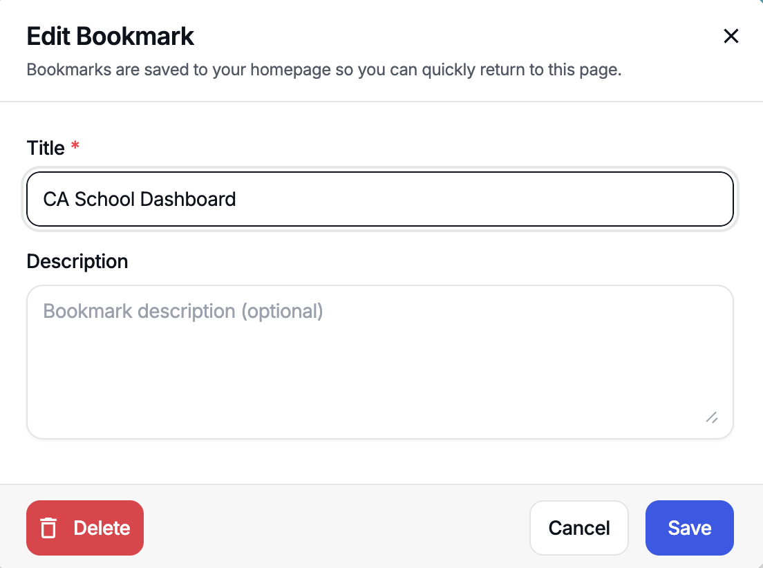 Hovering over a pinned dashboard and clicking Edit to add a short description.